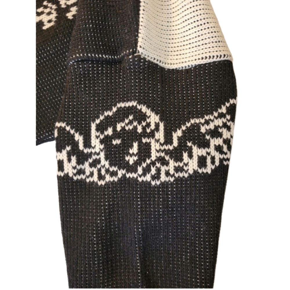 Vintage 70s Contempo Casuals Knit Black & Cream Angel/Cherub Tunic Sweater Med - Picture 16 of 16